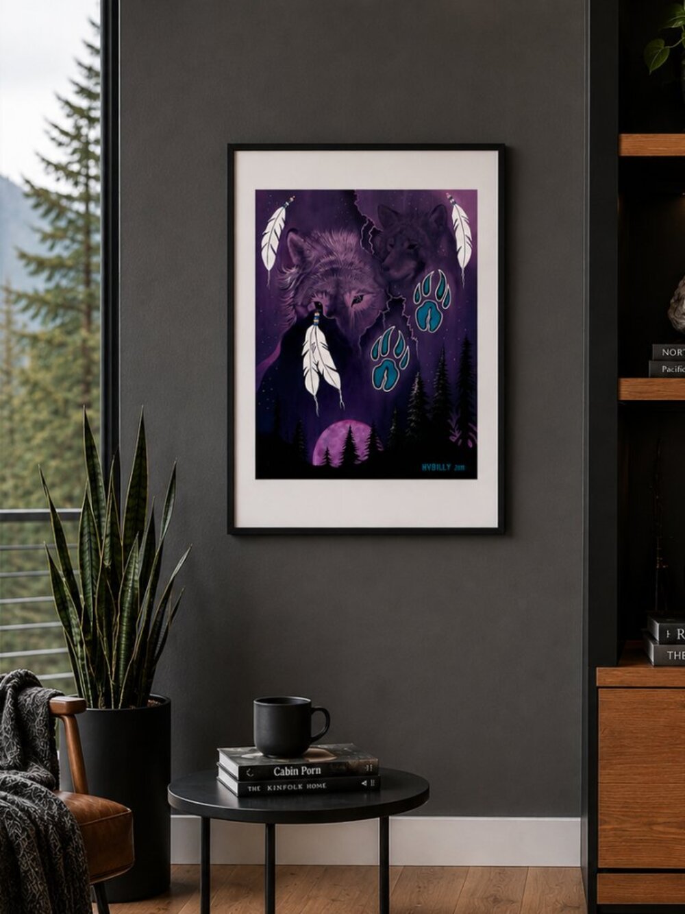 Wolf Wildlife Indigenous Art Print Contemporary Native Canadian Hubert V. Billy